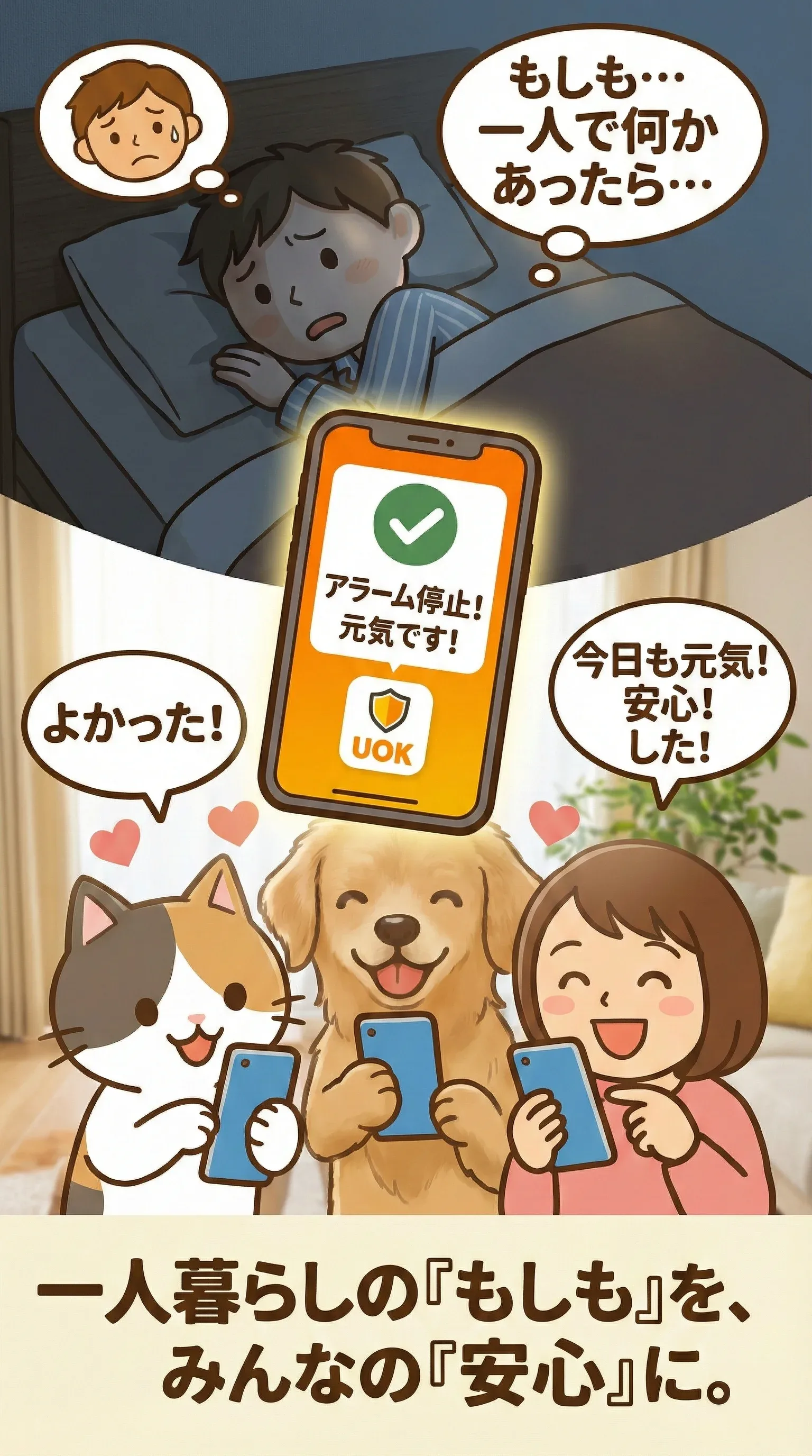 UOK見守りアプリ ホーム画面